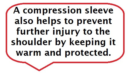 compression sleeve helps to prevent further injury to the shoulder by keeping it warm and protected