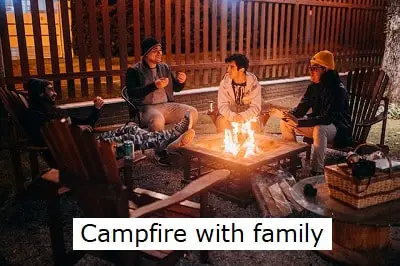 campfire with family