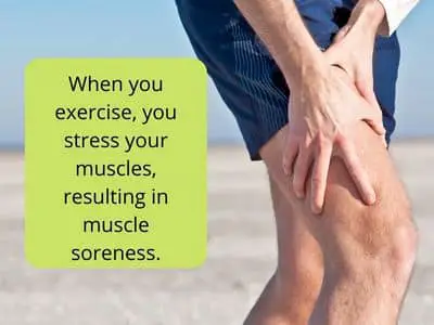 When you exercise, you stress your muscles, resulting in muscle soreness.