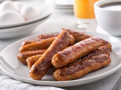 turkey sausage links and boiled eggs