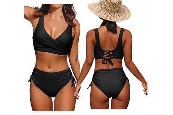 model wearing Beachsissi-High-Waisted-Bikini-Twist-Front-Tie-Back