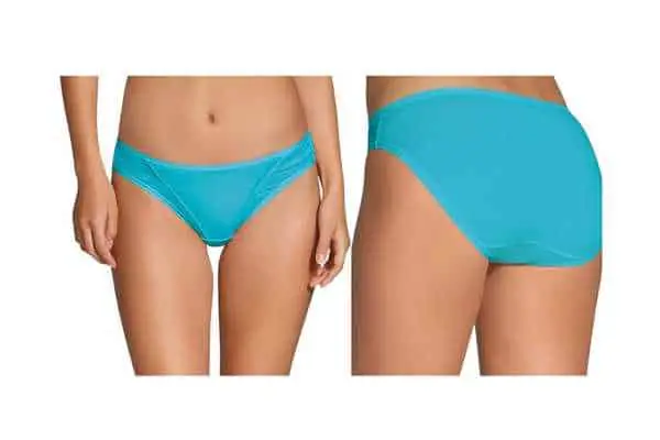 model wearing Fruit of the Loom Coolblend Panties. The best underwear for working out for women that enjoy more coverage.