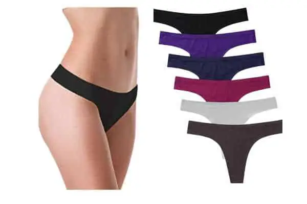 model wearing GNEPH Underwear Low Rise Seamless Thong underwear for working out. Features anti odor technology