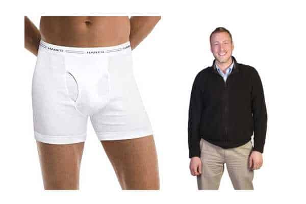 model wearing Hanes boxer briefs white
