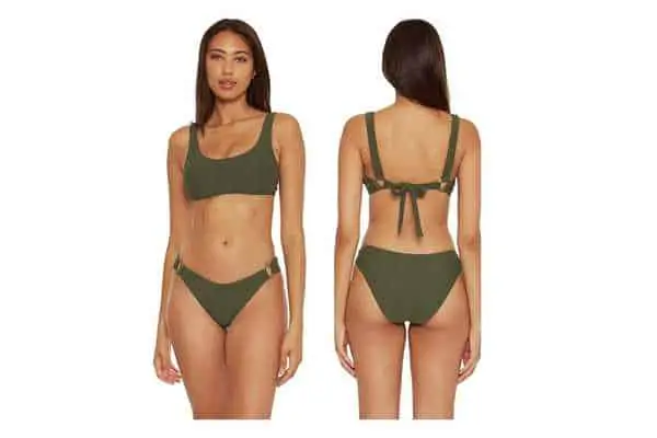 model wearing scoop bralette bikini top by Harley. see size guide for recommended fit.