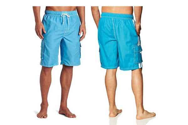 model wearing Kanu Surf Men's Barracuda Swim Trunks