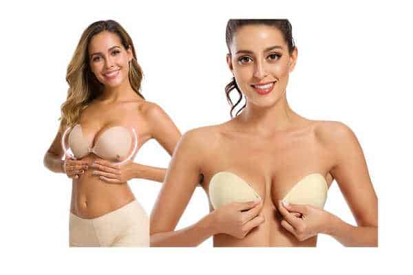 model wearing Niidor Strapless Bra Self Sticky Bra