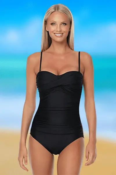 model wearing RELLECIGA Tummy Control Strapless Swimwear