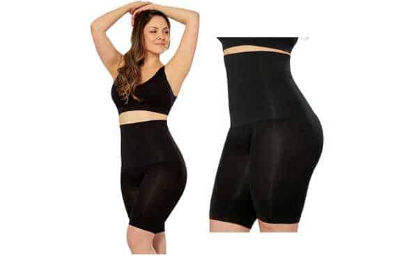 model wearing Shapermint High Waisted Body Shaper Shorts