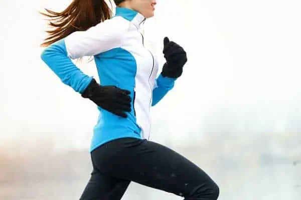 Female runner wearing cold weather running tights
