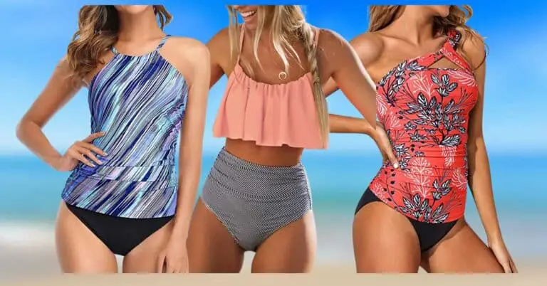 Models with small bust wearing tankinis. Can I Wear a Tankini if I Have a Small Bust