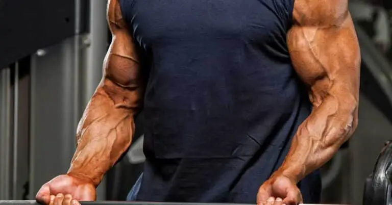 man with muscles performing bicep curls. Should I Take Creatine While Trying to Lose Weight