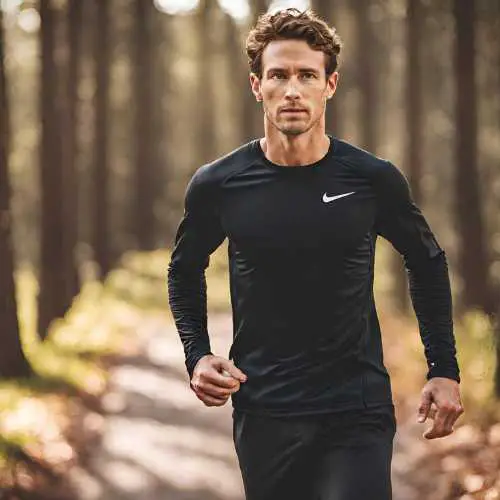athlete wearing Nike Pro Warm Long Sleeve. Best Compression Shirts for Winter Running