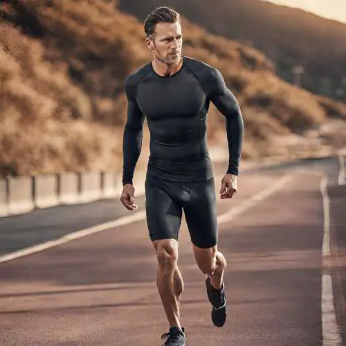 runner wearing TSLA Thermal Long Sleeve Compression Shirt