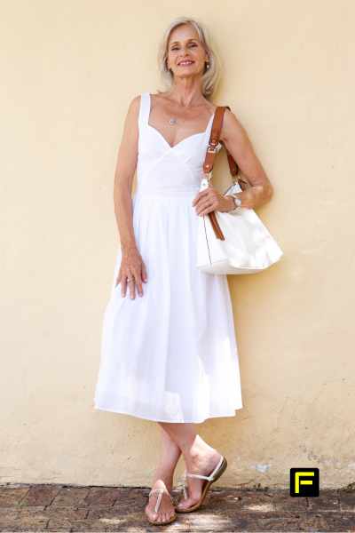woman wearing a white casual summer dress