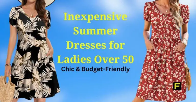 Two models wearing inexpensive summer dresses for ladies over 50