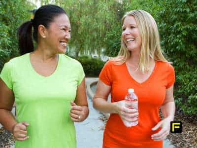 Women walking. All day sunscreen for face.