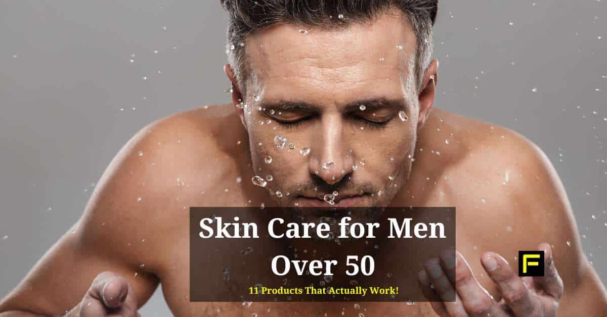 Man washing face. Skin care for men over 50.