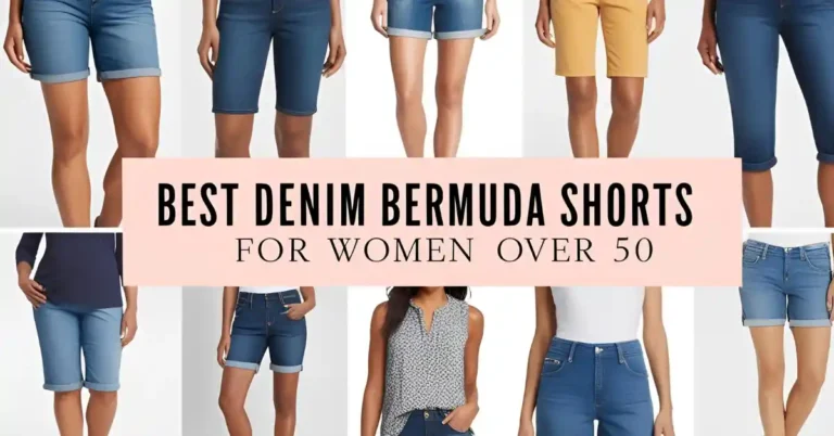Best Denim Bermuda Shorts for Women Over 50. Featured image.