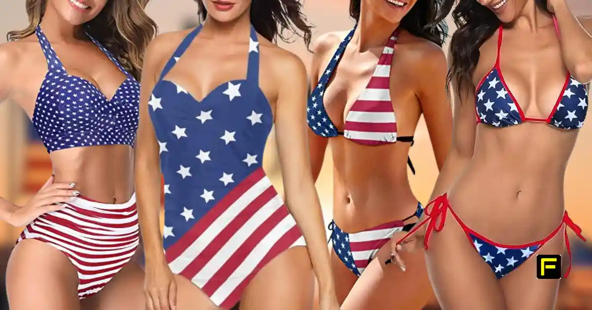 Best Red White Blue Bathing Suits for Women Over 50. Featured image.