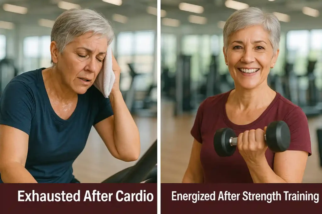 Beach Body Hacks: How to Get a Bikini Body Fast for Women Over 50 3 Cardio vs strength training results for women over 50 - energy and body composition differences. strength training over 50, cardio vs weights women