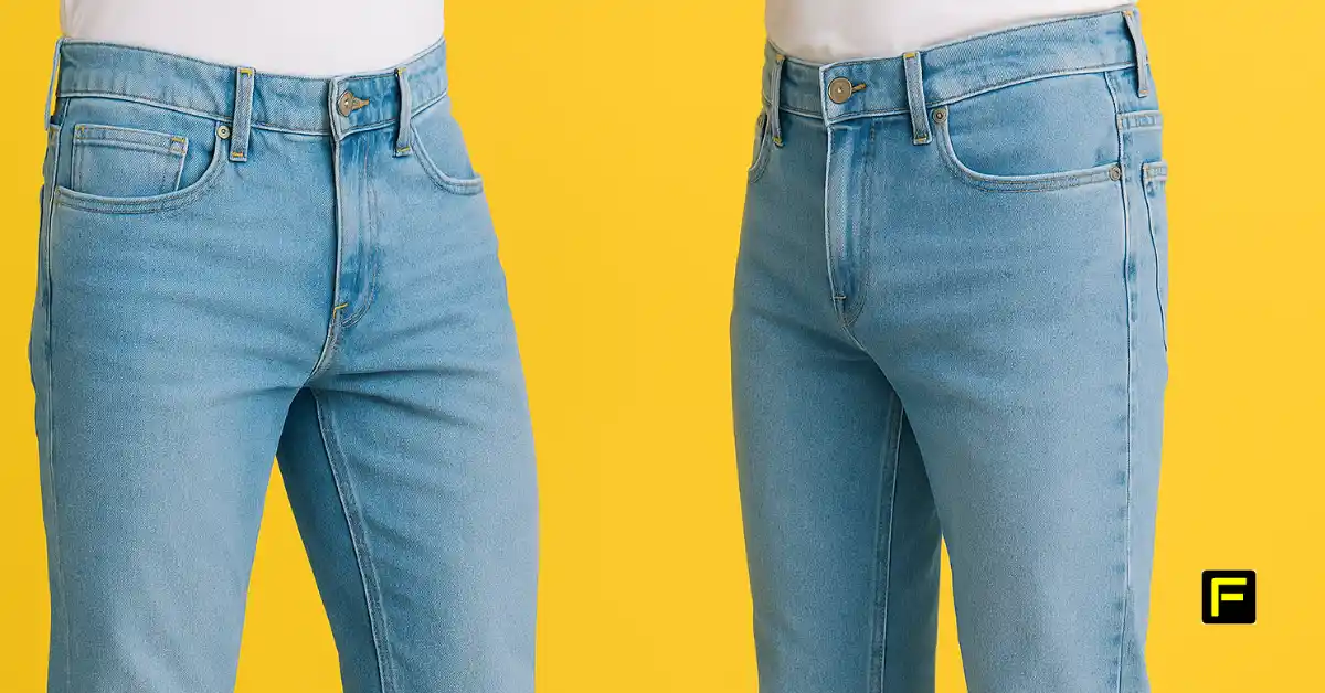 Best jeans for men with no butt over 50. Featured image.