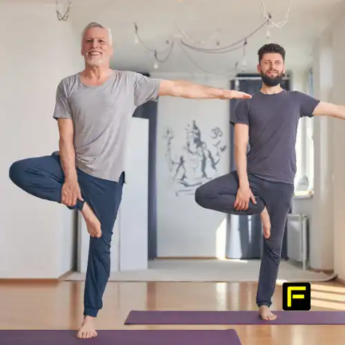 5 Best Low Impact Exercises for Seniors to Stay Active and Strong 4 Men performing balance strength exercise, which helps for preventing falls and improving stability.