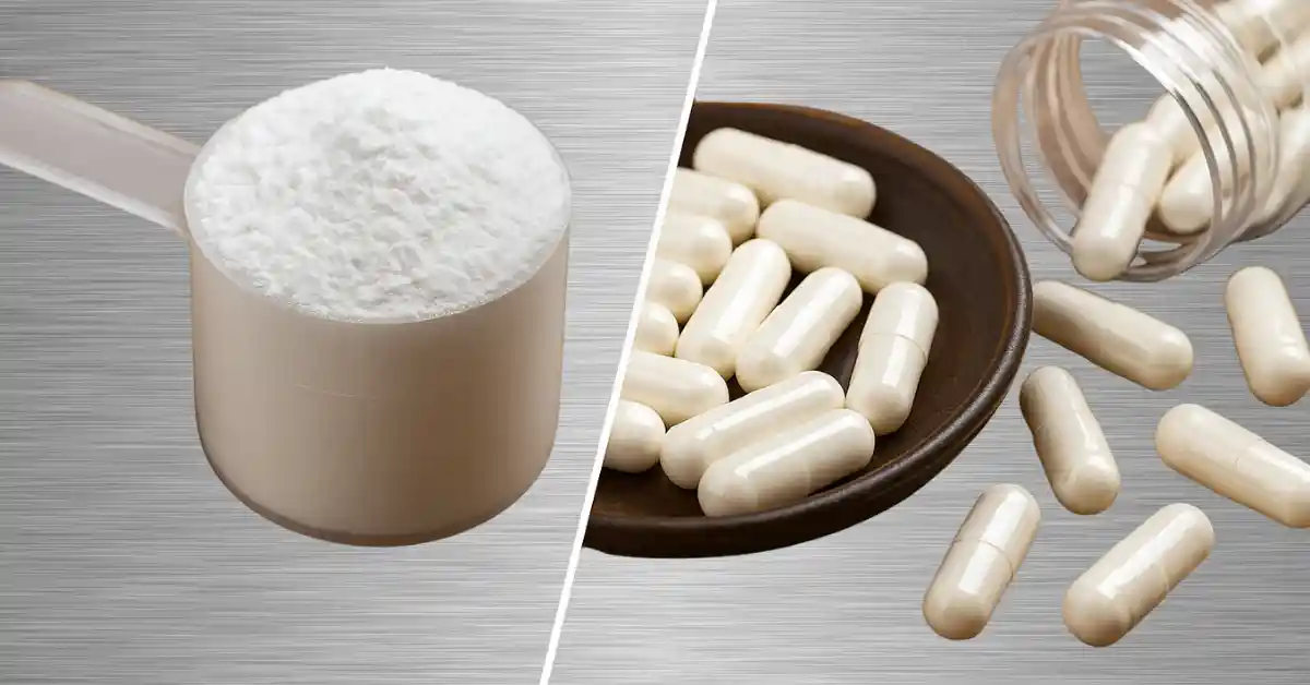 Creatine Capsules vs Creatine Powder. Featured image.