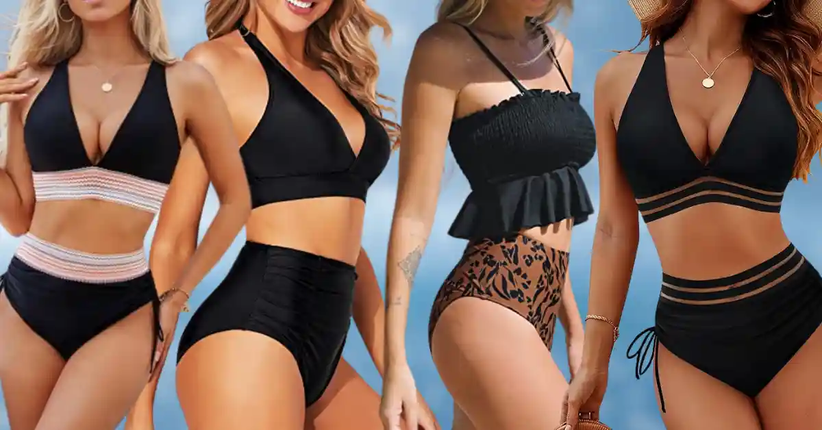 Best black two-piece swimsuits for women over 50. featured image