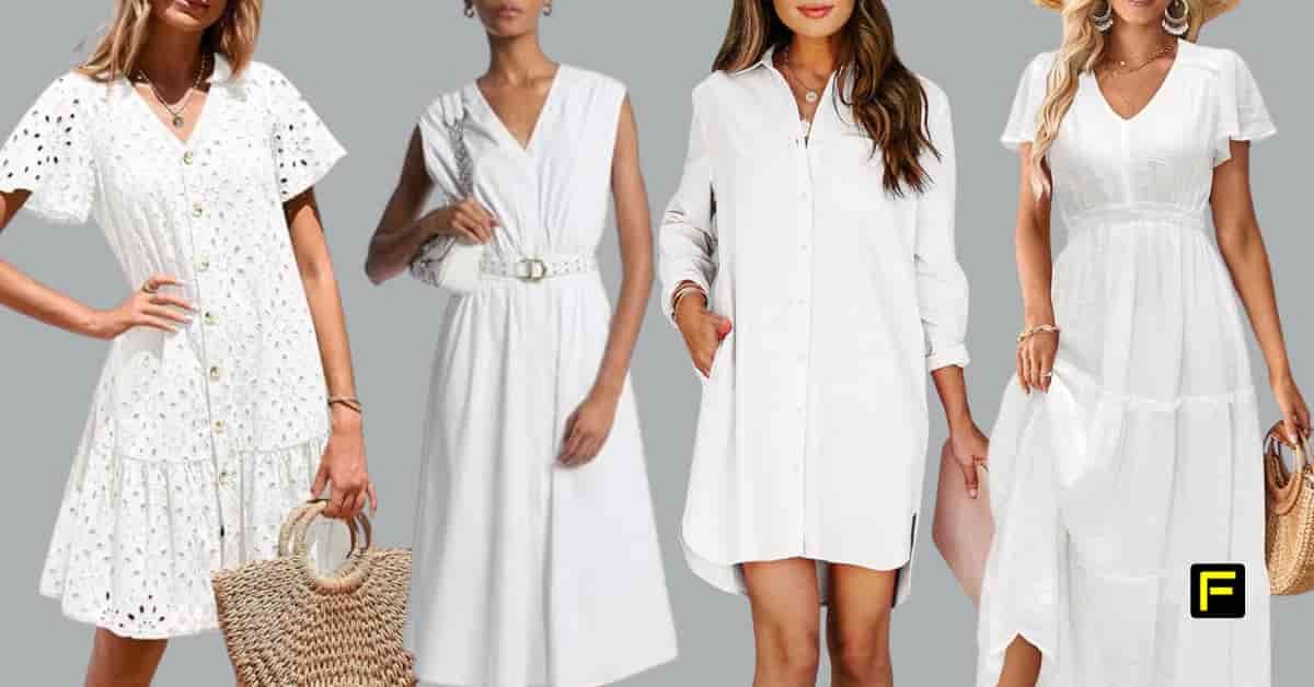 Best White Dresses for Women over 50. Feature image