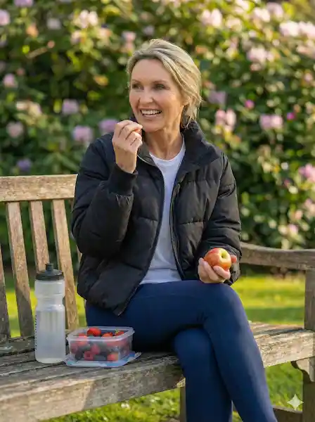 Best puffer jackets for older ladies. That is me sitting on a bench wearin my  Gihuo Women’s Winter Cropped Puffer Jacket.