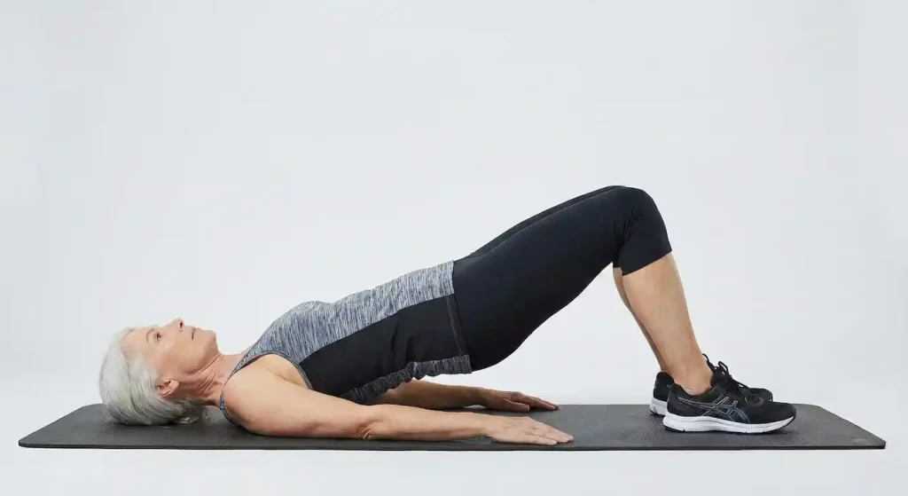 Hip strengthening exercises for runners over 50 including clamshells, glute bridges, and single-leg deadlifts