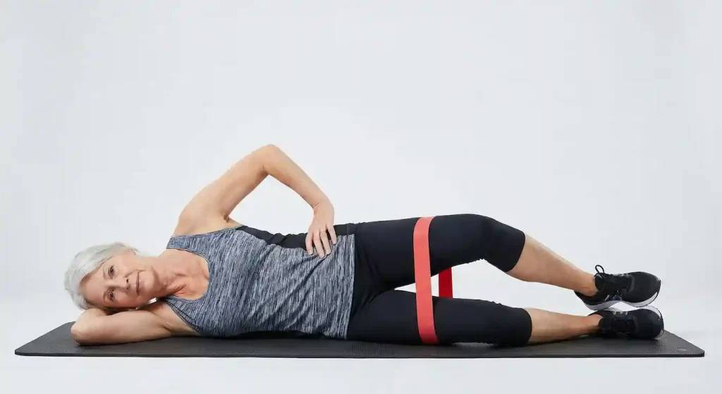 Hip strengthening exercises for runners over 50 including clamshells, glute bridges, and single-leg deadlifts.