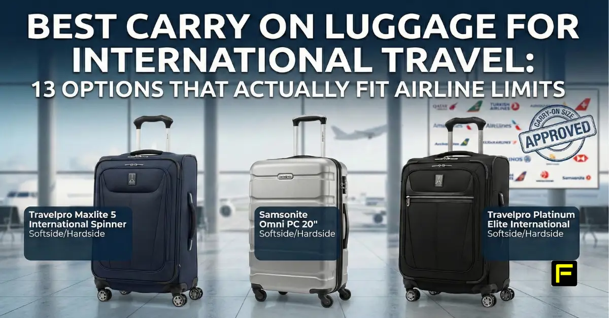 Best Carry On Luggage for International Travel: 13 Options That Actually Fit Airline Limits. Featured image.