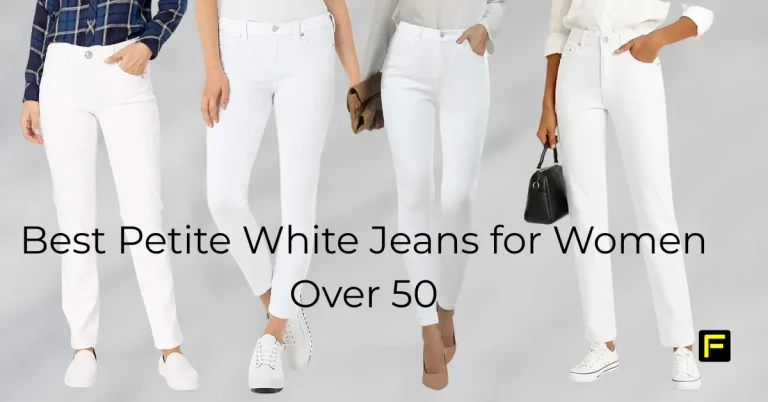 Best Petite White Jeans for Women Over 50. Featured image.