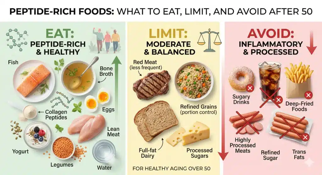 Peptide-rich foods for women and men over 50.